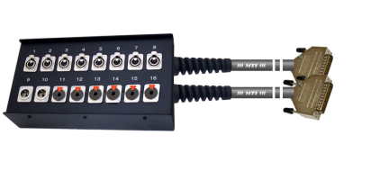 Studio Stagebox, 16/0 Ch., 10x XLR-fem./6x Kl.-Einbbu.3p., 2x SUB-D 25pol. male, 5,0 m