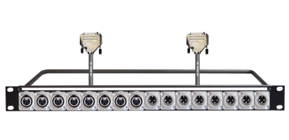 MTI 19''-1HE-Panel, 8x XLR-fem. - 8x XLR-male 3p., 2x 8Ch., 2x 7,0 m