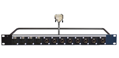 MTI 19''-1HE-AES-Panel, 8x XLR-male/4x fem. 3p. sw./D-Sub 25p. male, 8Ch., 1,0 m