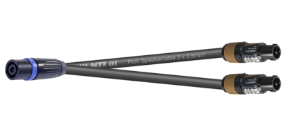 MTI LS-Splitt-Adapter, 2x2x2,5mm², Metall-Speakon fem.4p./2x NL2FX, 2,0 m