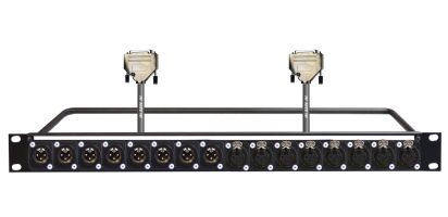 MTI 19''-1HE-Panel, 8x XLR-fem./8x male 3p./2x D-Sub 25p. male, 2x 8 Ch. Goldkte., 0,75 m