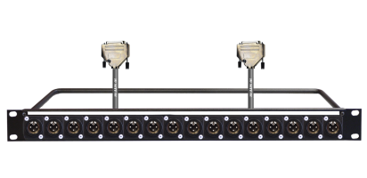 MTI 19''-1HE-Panel, 16x XLR-male 3p./2x D-Sub 25p. male, 2x 8Ch., 1,5 m