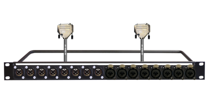 MTI 19''-1HE-Panel, 8x XLR-fem./Klinke-8x XLR-male 3p./2x D-Sub 25p. male, 2x 8Ch., 1,3 m