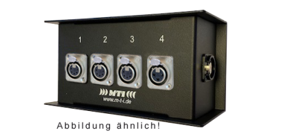 MTI ETHERNET/DMX-Splitbox Neutrik CAT5e/ 3x XLR-5p/1x 3p. fem., Flugöse, schwarz