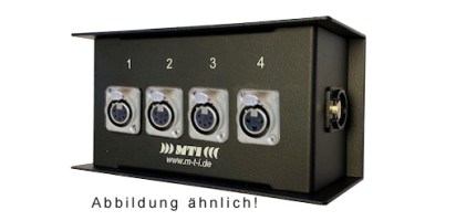 MTI ETHERNET/DMX-Splitbox Neutrik CAT7 / 3x XLR-5p/1x 3p. fem., Flugöse, schwarz