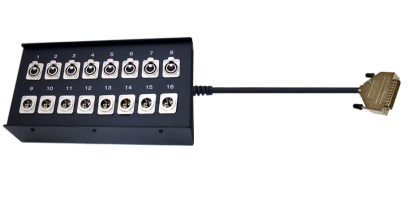 Studio Stagebox, 8/8 Ch., 8x XLR-fem./8x XLR-male Einbbu./St.3p., 1x SUB-D 25pol. male, 2,0 m