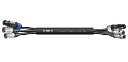 MTI Prof. Kombi-Core, Powercon bl./2x XLR-male auf Powercon grau/2x XLR-fem.