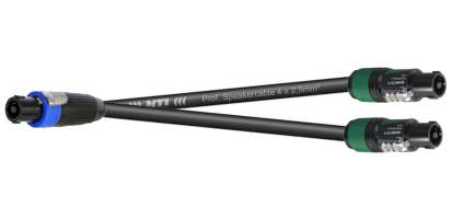 MTI LS-Y-Kanalsplit, 2x 4x2,5mm²,1x Speakon Metall, 2x 4p. male, 1,0 m