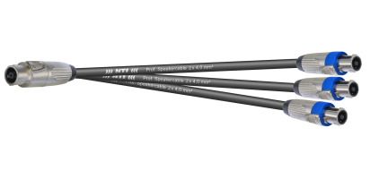 MTI LS-Breakout, 3x2x4,0 mm², Metall-Speakon 8pol. male/3x 4pol. male, 2,0 m