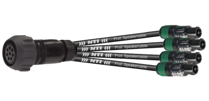 MTI LS-Breakout-Cable, 4x 2x4,0 mm², PACOM 8p.female m.Ü., 4x Speakon 4p., 0,7 m