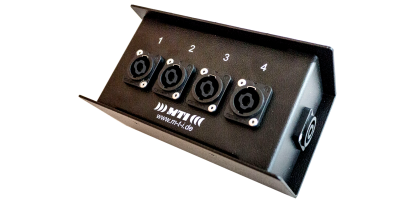 MTI Prof. Speakon LS-Splitbox, 1x NL8 Input/4x NL4 Output, schwarz