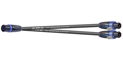 MTI LS-Y-Kanalsplit, 2x 2,5mm², Speakon 4p. fem./2x male, Metall sw., 1,0 m