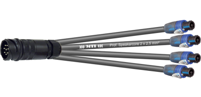 MTI LS-Breakout-Cable, 4x 2x2,5 mm², PACOM 8p.male o.Ü., 4x Speakon 4p., 2,0 m