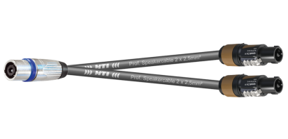 MTI LS-Y-Kanalsplit, 2x 2x2,5mm², Speakon Metall, 4p.fem./2x 2p.male