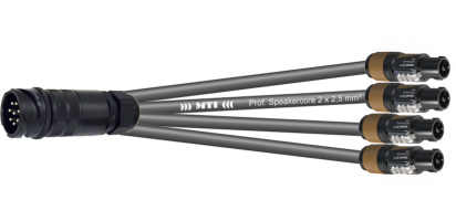 MTI LS-Breakout-Cable, 4x 2,5 mm², PACOM 8p.male o.Ü., 4x Speakon 2p., 5,0 m