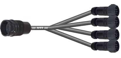 MTI LS-Breakout-Cable,4x 8x 1,5 mm², PACOM 37p.male o.Ü.,4x 8p. fem. m.Ü., 2,0 m