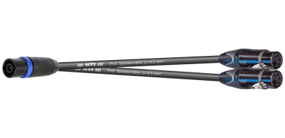 MTI LS-Breakout, 2x 2x 4,0mm², Metall Speakon 1x 4p.fem./2x 4p.male, BAG, 1,5 m