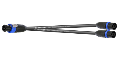 MTI LS-Breakout, 2x 2x 4,0mm², Metall Speakon 1x 4p. male sw./2x 4p. female, 0,5 m