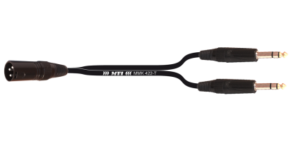 Y-Cable, Neutrik XLR-male 3p. / 2x Klinke 3pol., sw., 0,3 m