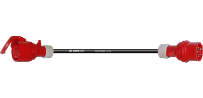 Lastverlängerung, CEE-5p. St./Bu. rot, 250 V/16 A, 5x 2,5 mm²