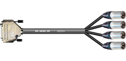 MTI Digital-Loom, 1x D-Sub-male 25p.,4x XLR-male 3pol. Output, 1,0 m