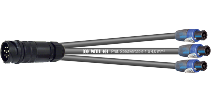 MTI LS-Breakout-Cable, 3x 2x4,0 mm², PACOM 8p.male o.Ü., 3x Speakon 4p., 3,0 m