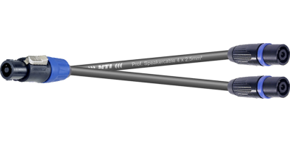 MTI LS-Y-Kanalsplit, Speakon Kunststoff/Metall sw., 4x2,5mm², 0,25 m