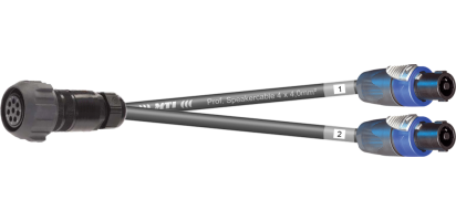 MTI LS-Breakout-Cable, 4x4,0 mm², PACOM 8p.fem. m.Ü., 2x Speakon 4p., 0,5 m