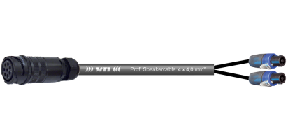 MTI LS-Breakout-Cable, 4x4,0 mm², PACOM 8p.fem. o.Ü., 2x Speakon 4p., 0,7 m