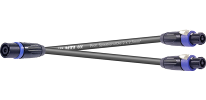 MTI LS-Y-Kanalsplit, 2x 2,5mm², Speakon 4 p.fem./2x male, Metall sw., 1,5 m