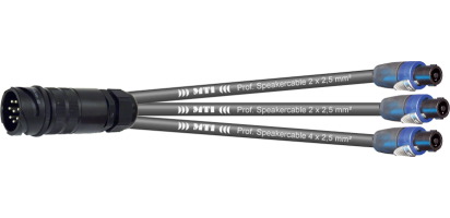 MTI LS-Breakout-Cable, 1x 4x2,5/2x 2x2,5 mm², 8p.male o.Ü., 3x Speakon 4p.