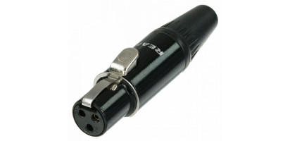 REAN Mini-XLR 3-pol. Kabelbuchse, Metall, schwarz, Goldkontakte