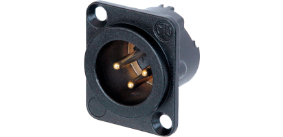 Neutrik XLR-3p.,Einbaustecker,Goldkte.,D-Serie, schwarz