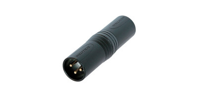 Neutrik Adapter, XLR 3p. male/male, schwarz, Goldkte.