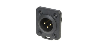 Neutrik XLR-3p.,Einbaustecker Goldkte.,D-Serie, schwarz IP65/UL50E