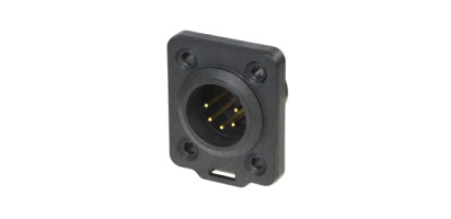 Neutrik XLR-5p.,Einbaustecker, Goldkte.,D-Serie, schwarz IP65/UL50E