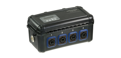 Neutrik opticalCON Breakout Box mit power Monitor, 1x QUAD In, 4x DUO Out, Single Mode APC, grün