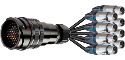 Spliss-Adapter, 8x XLR-female 3pol., TL25 male o.Ü., 1,0 m